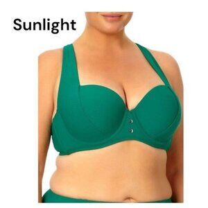 Time And Tru Women SZ L (12-14) Esmerald Green Bikini Top Underwire Adj Strap